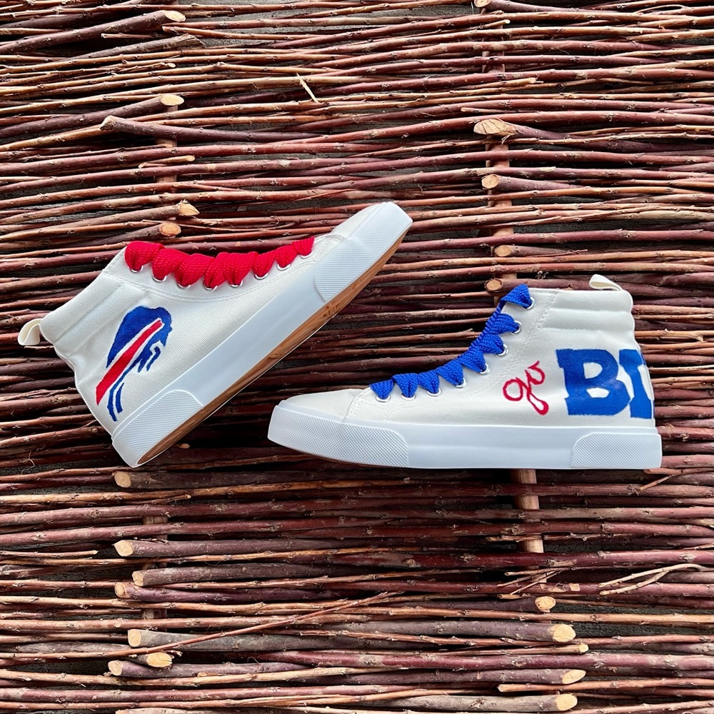Custom Buffalo Bills white high tops.